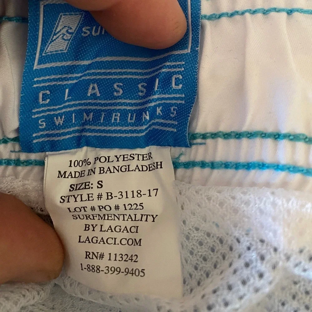 Surfmentality Swim Trunks Mens S Blue Green Plaid Cargo Board‎ Shorts